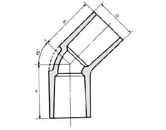 IMPA手冊(cè) 編號(hào)733016供水管路PVC塑料45DEG./90DEG.長(zhǎng)徑彎頭(圖1)