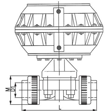 G611F-6S氣動(dòng)塑料隔膜閥外形結(jié)構(gòu)圖 G641F-6S氣動(dòng)塑料隔膜閥(圖2)