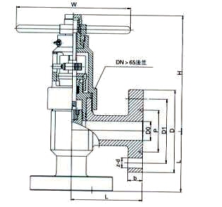 L/J47Y高壓平衡角式截止閥外形結(jié)構(gòu)圖 J47Y,J67Y高壓平衡角式截止閥(圖1)