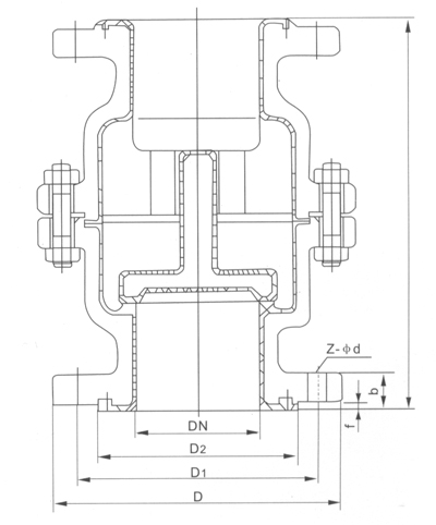 H42F46襯氟立式止回閥外形結(jié)構(gòu)圖 H42F46襯氟立式止回閥(圖1)