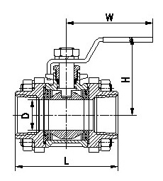 三片式內(nèi)螺紋球閥結(jié)構(gòu)圖 Q11F內(nèi)螺紋球閥(圖3)