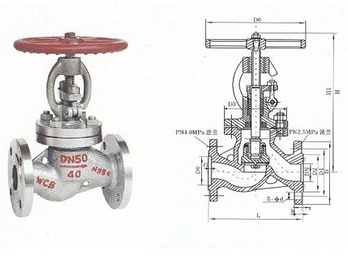 J41N液化氣專用截止閥外形結(jié)構(gòu)圖 J41N液化氣專用截止閥(圖1)