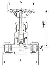 J91W卡套式針型截止閥外形結(jié)構(gòu)圖 J91W,J94W卡套式針型截止閥(圖1)