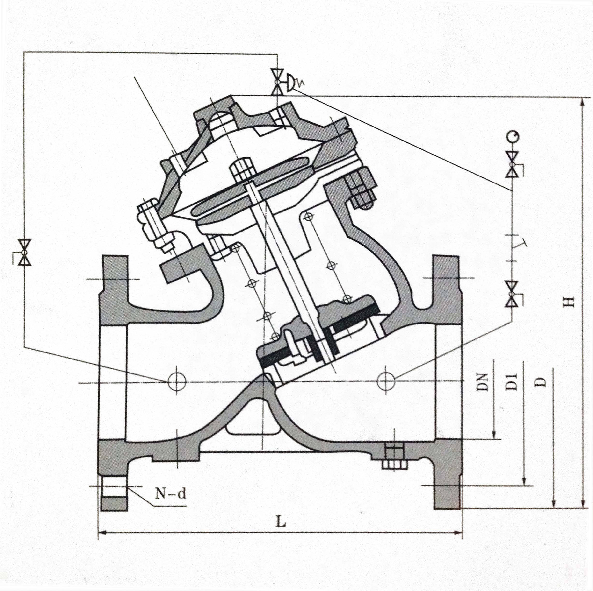 AX742X安全泄壓持壓閥外形結(jié)構(gòu)圖 AX742X安全泄壓持壓閥(圖1)
