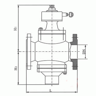 ZL47F自力式流量控制閥外形結(jié)構(gòu)圖 ZL47F自力式流量控制閥(圖1)