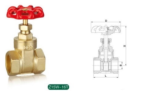 Z15W-16T黃銅閘閥外形結(jié)構(gòu)圖 Z15W,Z45W黃銅閘閥(圖1)