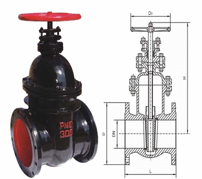 Z45T鑄鐵法蘭閘閥外形結(jié)構(gòu)圖 Z41T,Z45T鑄鐵法蘭閘閥(圖2)