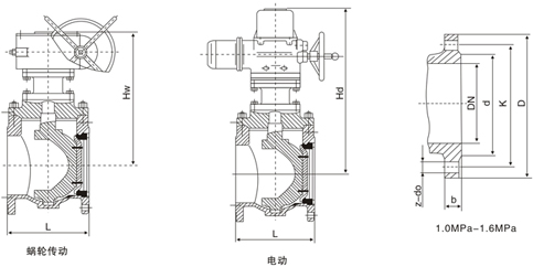 PQ340F/Y/H上裝式偏心半球閥外形結(jié)構(gòu)圖 PQ340F,PQ340Y,PQ340H上裝式偏心半球閥(圖1)