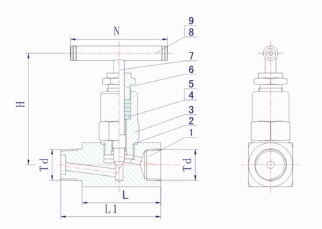 ANSI-6000PSI~10000PSI美標(biāo)內(nèi)外螺紋針型閥外形結(jié)構(gòu)圖 ANSI-6000PSI~10000PSI美標(biāo)內(nèi)外螺紋針型閥(圖1)