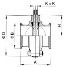 D81X衛(wèi)生級卡箍式蝶閥外形結(jié)構(gòu)圖 D81X衛(wèi)生級卡箍式蝶閥(圖2)