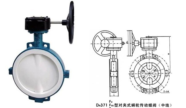 D371F46對夾襯氟蝶閥外形結(jié)構(gòu)圖 D371F46對夾襯氟蝶閥(圖1)