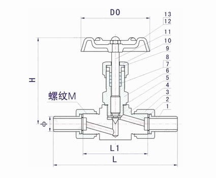 J21H-40C-64C-160C-320C高壓外螺紋針型閥外形結(jié)構(gòu)圖 J21H-40C-64C-160C-320C高壓外螺紋針型閥(圖1)
