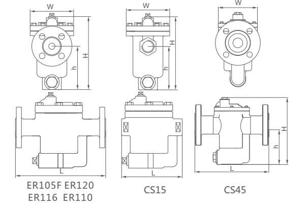 CS45H自由半浮球式疏水閥外形結構圖 CS45H自由半浮球式疏水閥(圖4)