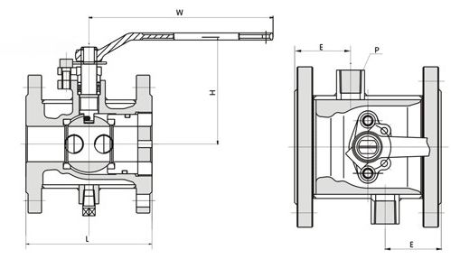 BQ41F/BQ41H夾套保溫球閥外形結(jié)構(gòu)圖 BQ41H夾套保溫球閥(圖1)