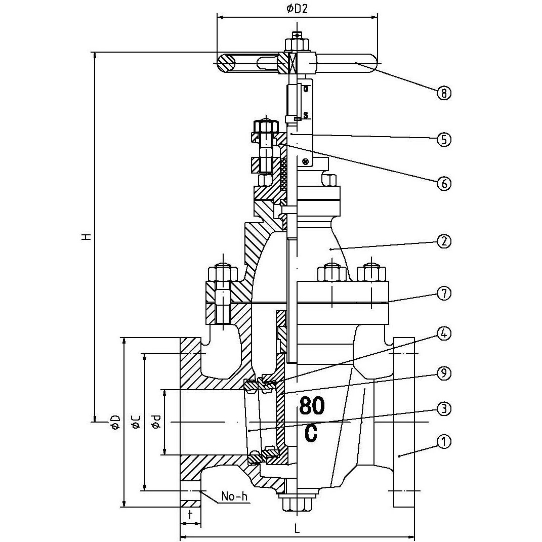 Cast Iron Gate Valve JIS F7363 (圖1) 日標鑄鋼閘閥 JIS F7366 10K(圖1)