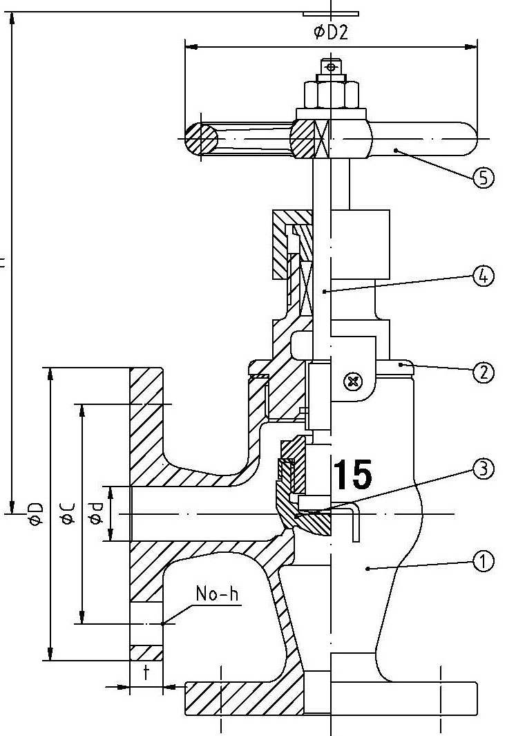 青銅截止閥JIS F7302 5K(圖1) 青銅截止閥JIS F7302 5K(圖1)